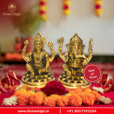Brass Ganesha Laxmi Ganesh Lakshmi Bhagwan Idol